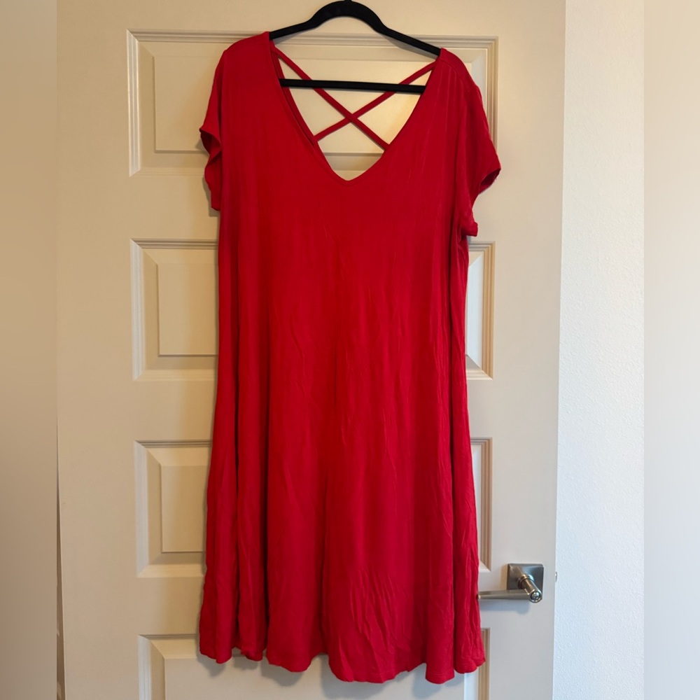 Lane Bryant Red V-Neck Dress